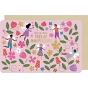 CARTE DOUBLE DES PLUMES ET DES FLEURS ANNIVERSAIRE