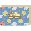CARTE DOUBLE DES PLUMES ET DES FLEURS ANNIVERSAIRE