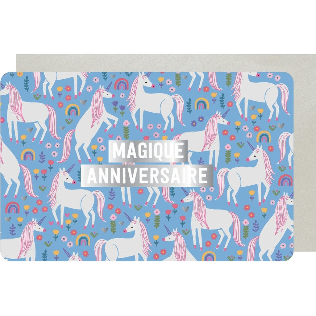 CARTE DOUBLE DES PLUMES ET DES FLEURS ANNIVERSAIRE