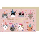 CARTE DOUBLE DES PLUMES ET DES FLEURS ANNIVERSAIRE