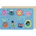 CARTE DOUBLE DES PLUMES ET DES FLEURS ANNIVERSAIRE