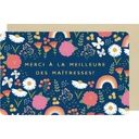 CARTE DOUBLE DES PLUMES ET DES FLEURS MAITRESSE