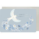 CARTE DOUBLE DES PLUMES ET DES FLEURS CONDOLEANCES