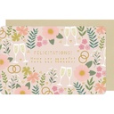 CARTE DOUBLE DES PLUMES ET DES FLEURS MARIAGE