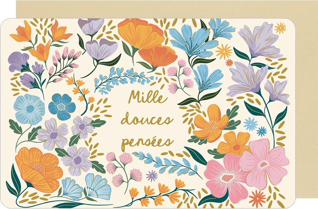 CARTE DOUBLE DES PLUMES ET DES FLEURS H PETITE ATTENTION