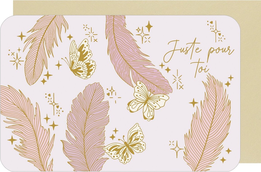 CARTE DOUBLE DES PLUMES ET DES FLEURS H PETITE ATTENTION