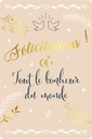 CARTE DOUBLE DES PLUMES ET DES FLEURS FELICITATIONS MARIAGE