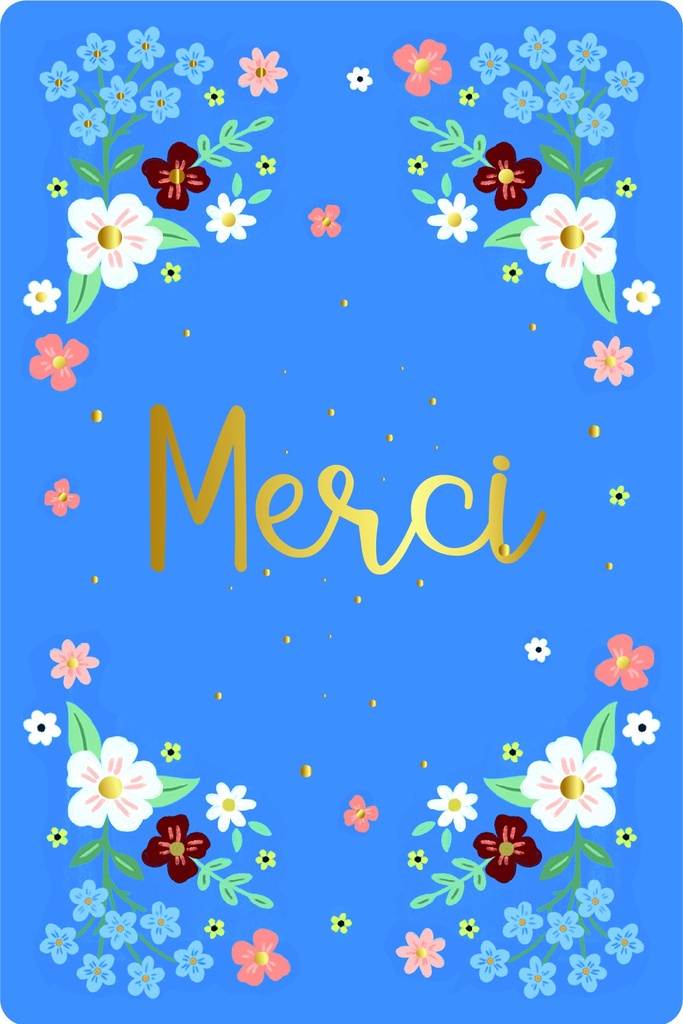 CARTE DOUBLE DES PLUMES ET DES FLEURS MERCI