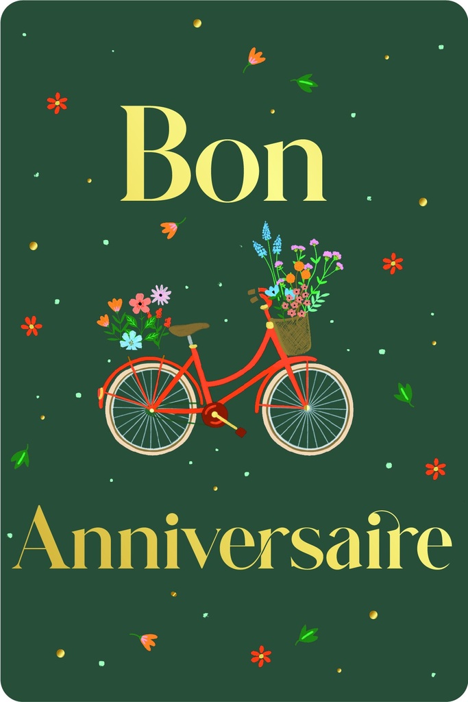 CARTE DOUBLE DES PLUMES ET DES FLEURS ANNIVERSAIRE