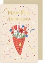 CARTE DOUBLE DES PLUMES ET DES FLEURS ANNIVERSAIRE