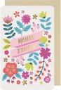 CARTE DOUBLE DES PLUMES ET DES FLEURS MAMAN