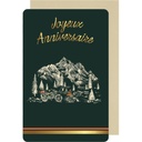 CARTE DOUBLE DES PLUMES ET DES FLEURS ANNIVERSAIRE HOMME