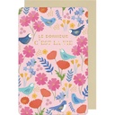 CARTE DOUBLE DES PLUMES ET DES FLEURS CITATION POSITIVE