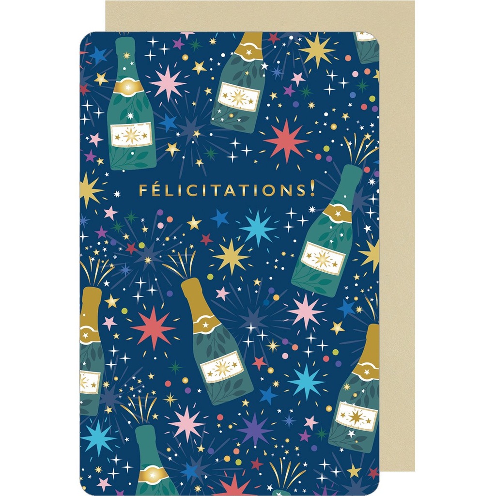 CARTE DOUBLE DES PLUMES ET DES FLEURS FELICITATIONS