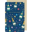 CARTE DOUBLE DES PLUMES ET DES FLEURS FELICITATIONS