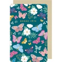 CARTE DOUBLE DES PLUMES ET DES FLEURS BONNE FETE