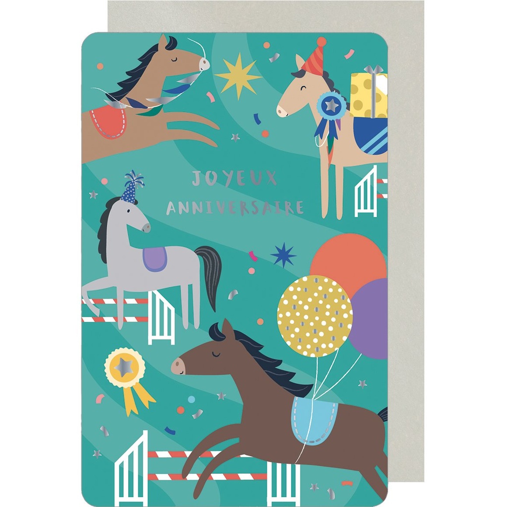 CARTE DOUBLE DES PLUMES ET DES FLEURS ANNIVERSAIRE ENFANT 
