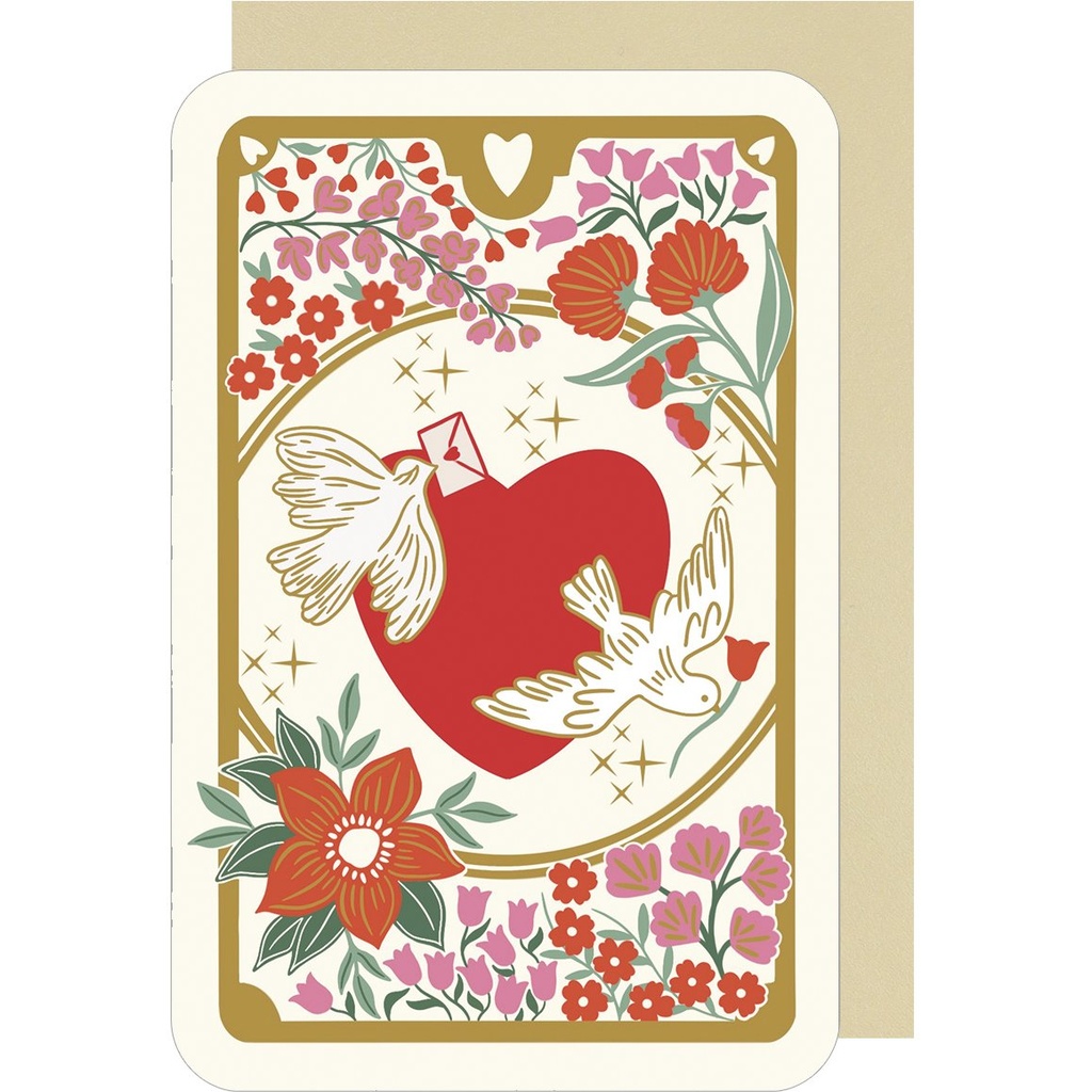 CARTE DOUBLE DES PLUMES ET DES FLEURS V AMOUR