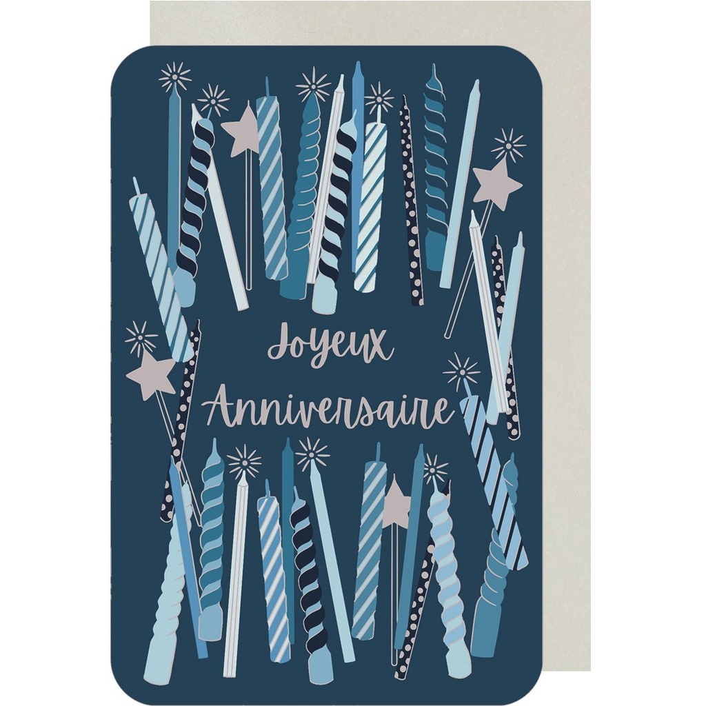 CARTE DOUBLE DES PLUMES ET DES FLEURS V ANNIVERSAIRE HOMME