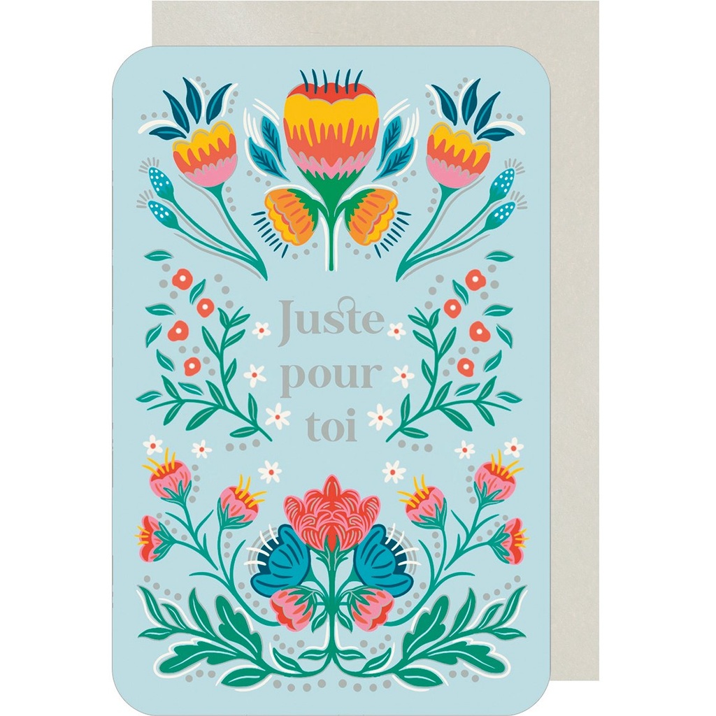 CARTE DOUBLE DES PLUMES ET DES FLEURS V PETITE ATTENTION