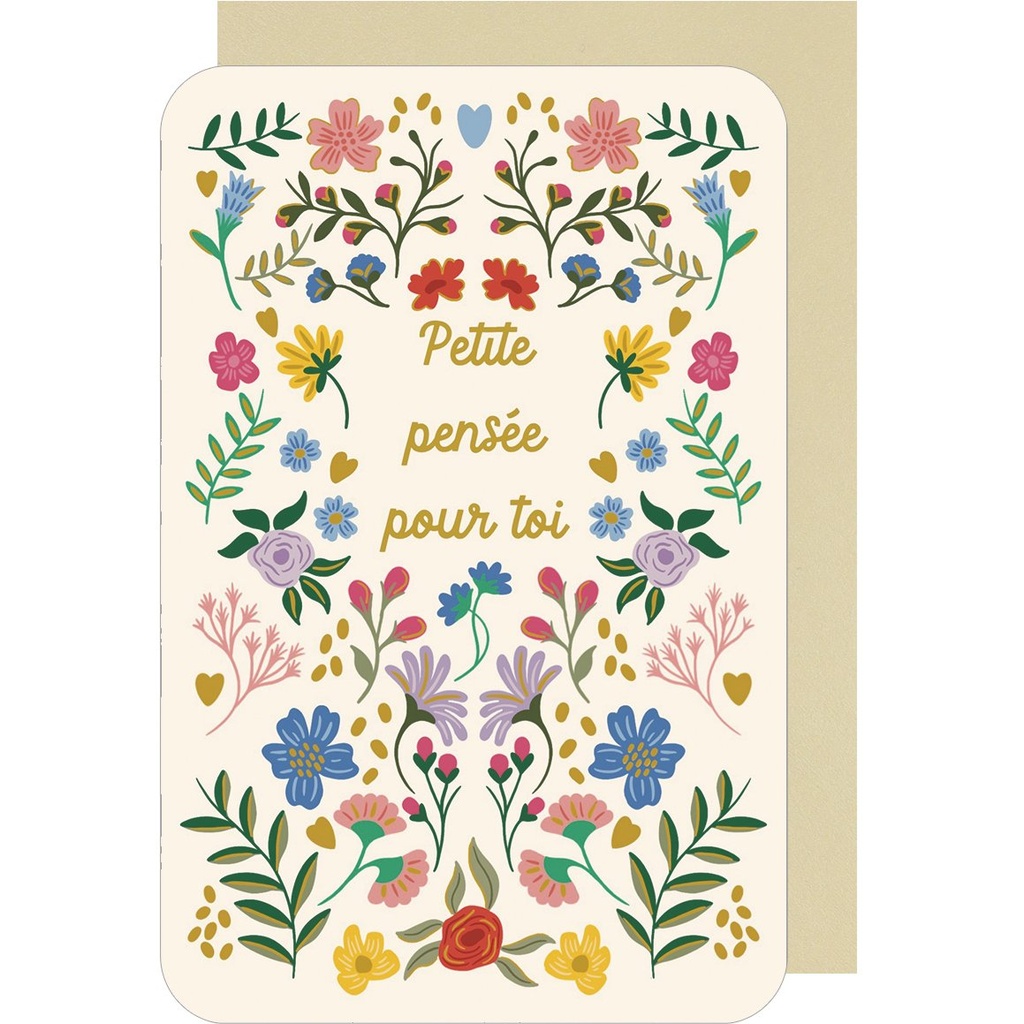 CARTE DOUBLE DES PLUMES ET DES FLEURS V PETITE ATTENTION