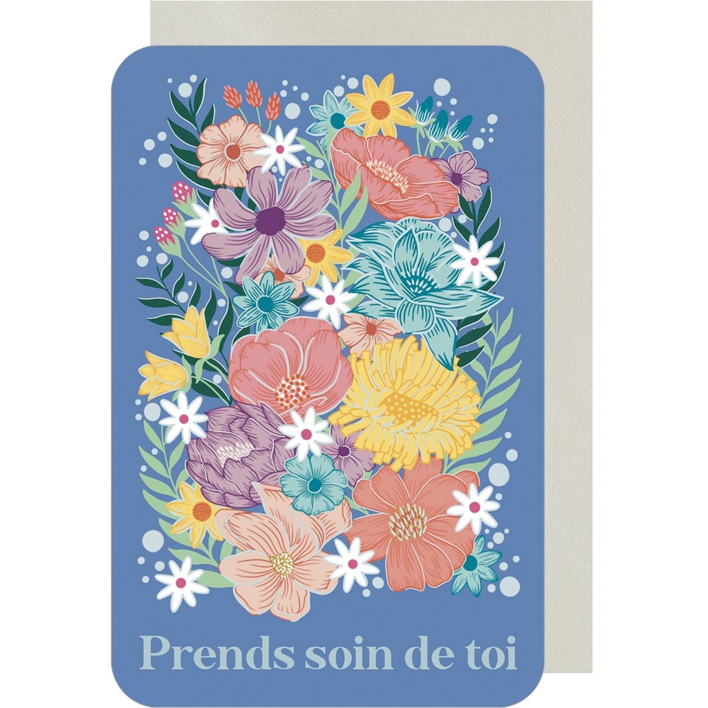 CARTE DOUBLE DES PLUMES ET DES FLEURS V BON RETABLISSEMENT