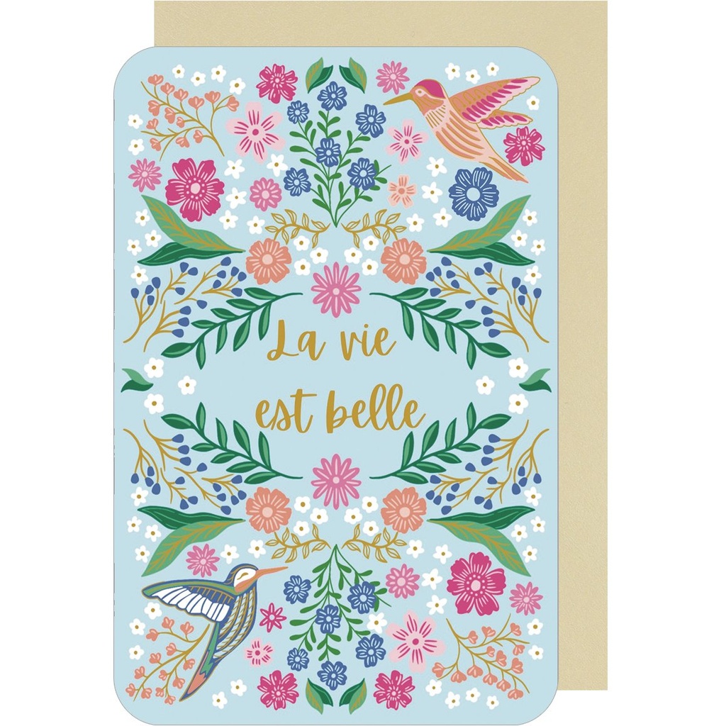 CARTE DOUBLE DES PLUMES ET DES FLEURS V CITATION POSITIVE
