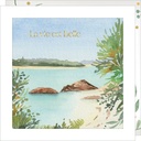 CARTE DOUBLE JOLIE AQUARELLE 15 X 15 - CITATION PLAGE