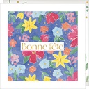 CARTE DOUBLE JOLIE AQUARELLE 15 X 15 - BONNE FETE FLEURS