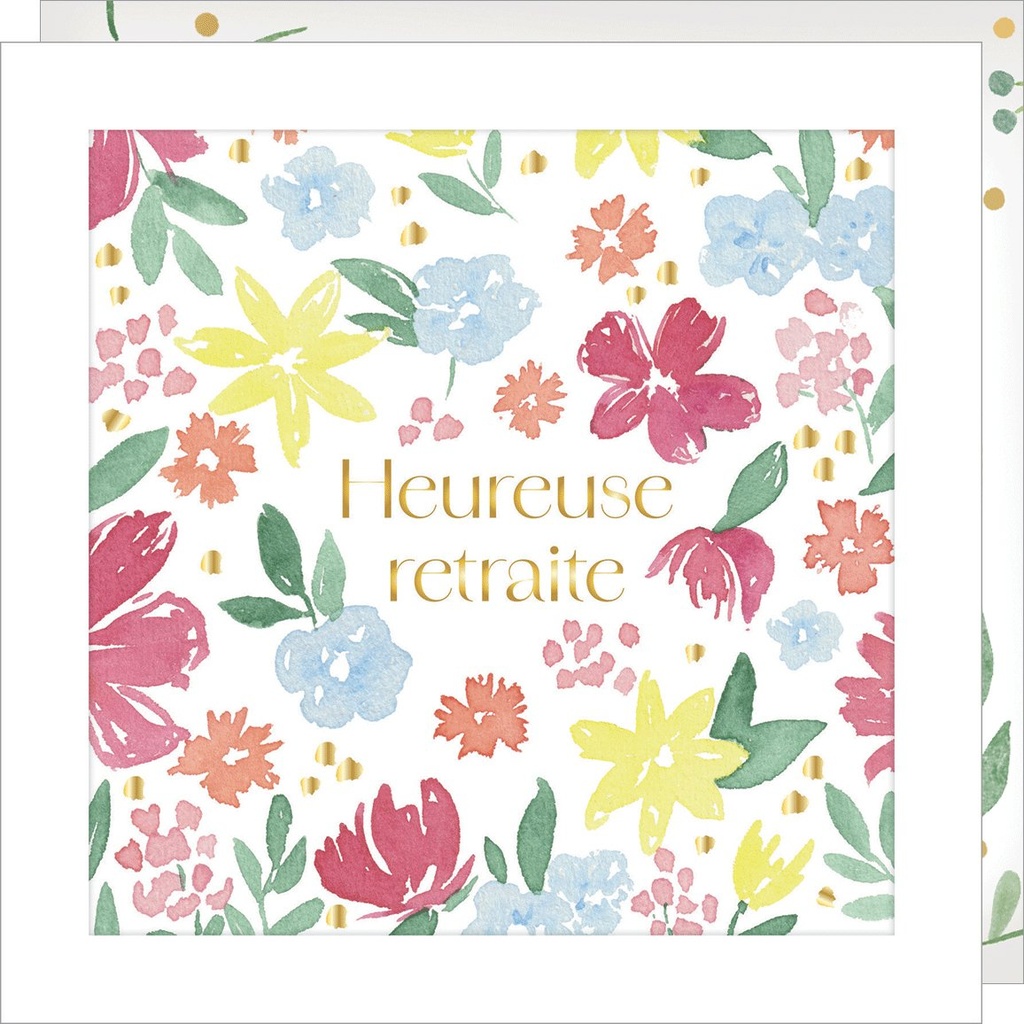 CARTE DOUBLE JOLIE AQUARELLE 15 X 15 - RETRAITE FLEURS