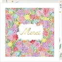 CARTE DOUBLE JOLIE AQUARELLE 15 X 15 - MERCI FLEURS