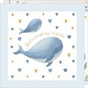 CARTE DOUBLE JOLIE AQUARELLE 15 X 15 - NAISSANCE BALEINE