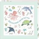 CARTE DOUBLE JOLIE AQUARELLE 15 X 15 - NAISSANCE TRESOR