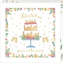 CARTE DOUBLE JOLIE AQUARELLE 15 X 15 - MARIAGE GATEAU