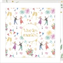 CARTE DOUBLE JOLIE AQUARELLE 15 X 15 - MARIAGE FETE