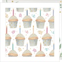 CARTE DOUBLE JOLIE AQUARELLE 15 X 15 - ANNIVERSAIRE CUPCAKE