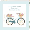 CARTE DOUBLE JOLIE AQUARELLE 15 X 15 - ANNIVERSAIRE VELO