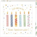 CARTE DOUBLE JOLIE AQUARELLE 15 X 15 - ANNIVERSAIRE BOUGIE