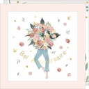 CARTE DOUBLE JOLIE AQUARELLE 15 X 15 - ANNIVERSAIRE BOUQUET