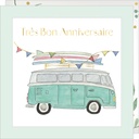 CARTE DOUBLE JOLIE AQUARELLE 15 X 15 - ANNIVERSAIRE VAN