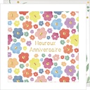 CARTE DOUBLE JOLIE AQUARELLE 15 X 15 - ANNIVERSAIRE FLEURS PRINT