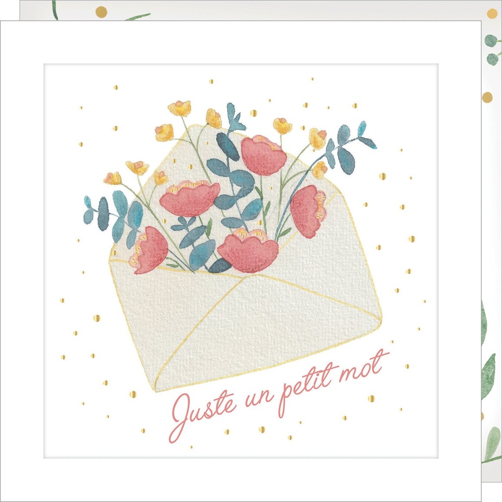 CARTE DOUBLE JOLIE AQUARELLE 15 X 15 - POUR TOI ENVELOPPE