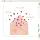 CARTE DOUBLE JOLIE AQUARELLE 15 X 15 - LETTRE D AMOUR