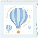 CARTE DOUBLE JOLIE AQUARELLE 15 X 15 - DEPART MONTGOLFIERES