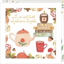 CARTE DOUBLE JOLIE AQUARELLE 15 X 15 - PLAISIRS AUTOMNE