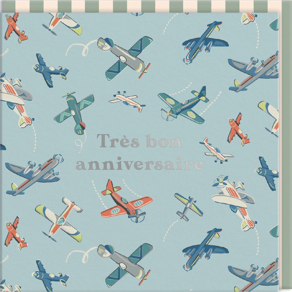 CARTE DOUBLE CATH KIDSTON 10.5 X 10.5 - AVIONS