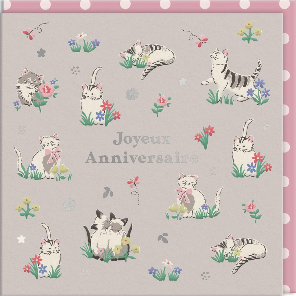 CARTE DOUBLE CATH KIDSTON 10.5 X 10.5 - CHATS GRIS