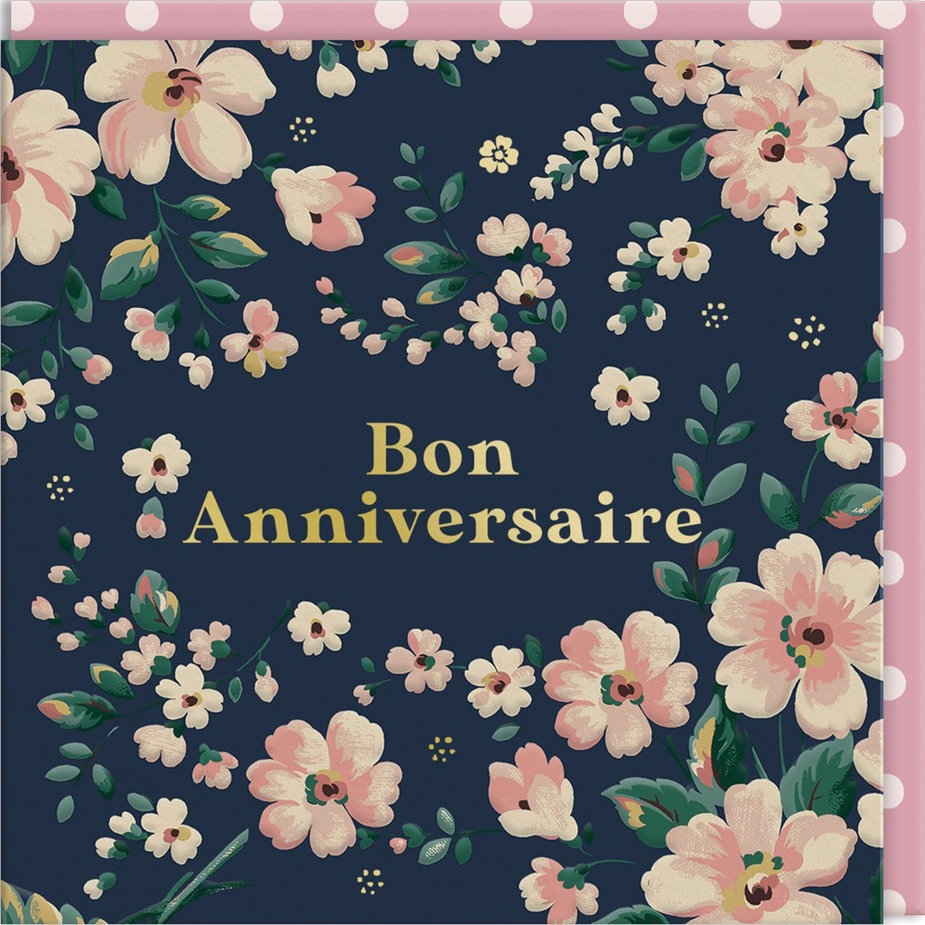 CARTE DOUBLE CATH KIDSTON 10.5 X 10.5 - FLEURS ANNIVERSAIRE