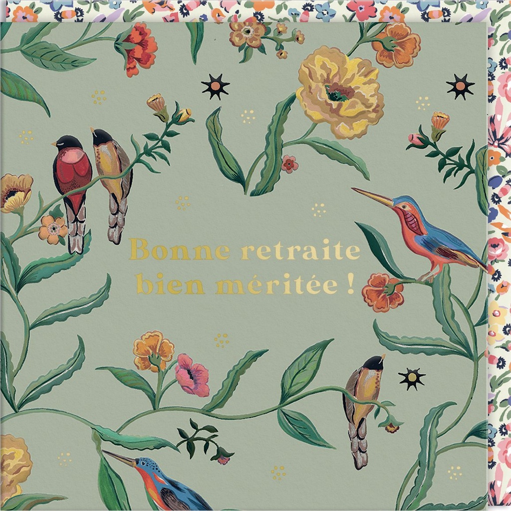 CARTE DOUBLE CATH KIDSTON 10.5 X 10.5 - OISEAUX VERT