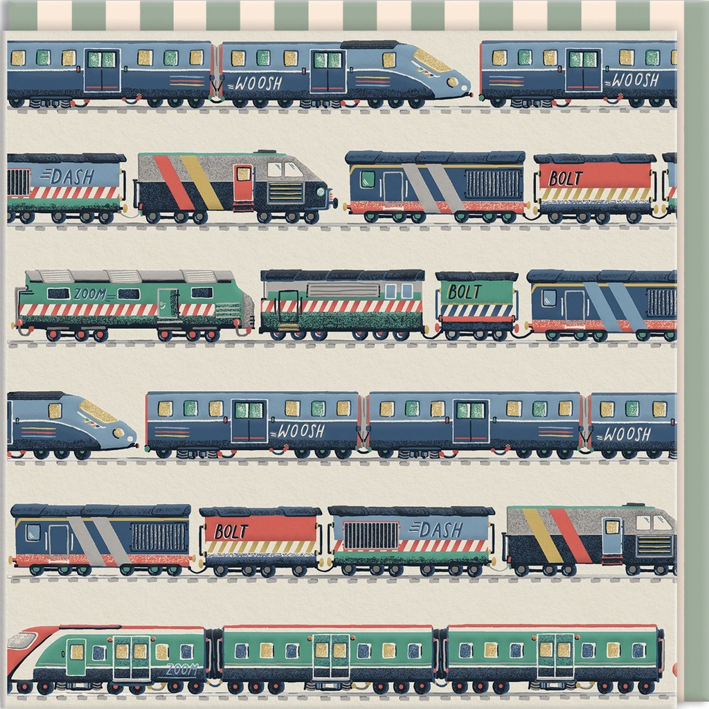 CARTE DOUBLE CATH KIDSTON 10.5 X 10.5 - TRAINS